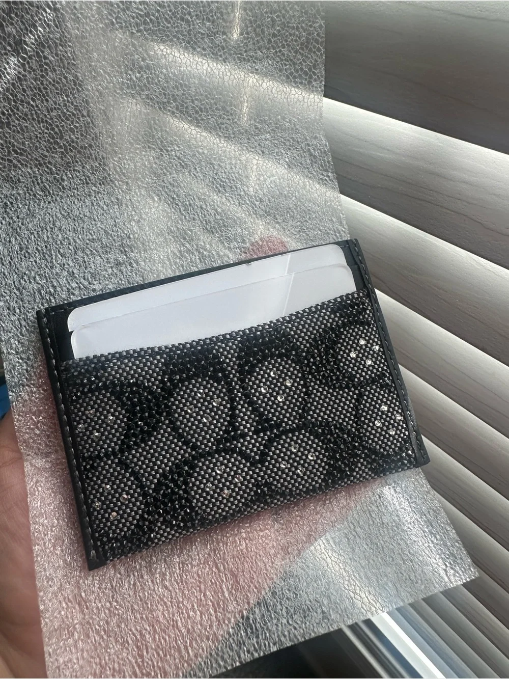 Coach Black Crystal Signature Jacquard Essential Card Case Wallet - New - Picture 5 of 9